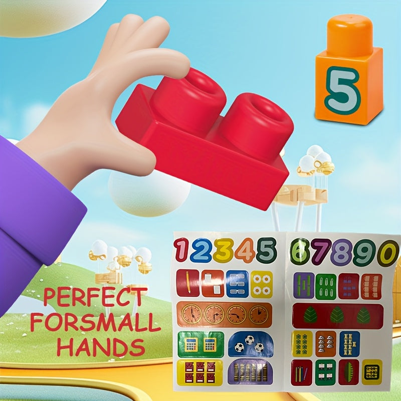 Educational Stacking Blocks for Toddlers 30 Pcs Number Learning Building Blocks with Decals Ages 12M Plus STEM Toy for Boys Girls - Baby Shower Gift