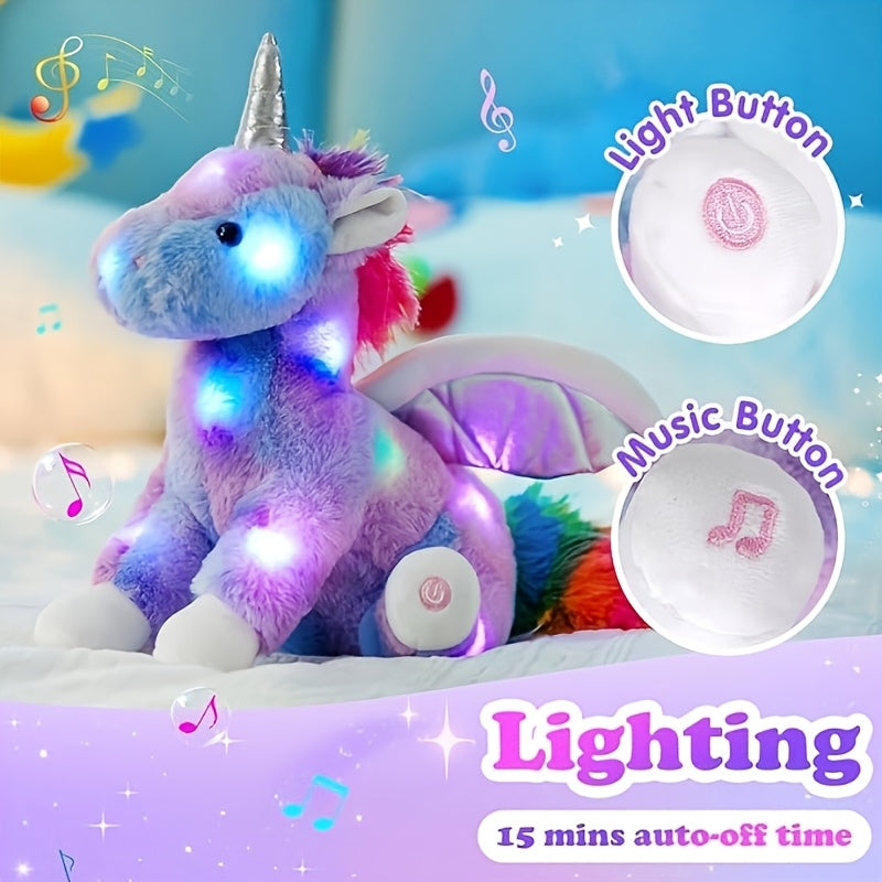 Glowing Unicorn Plush Toy with Music – Rainbow Light Up Stuffed Unicorn, Glow in the Dark Unicorn Stuffed Animal Gift for Kids Girls Birthday Christmas