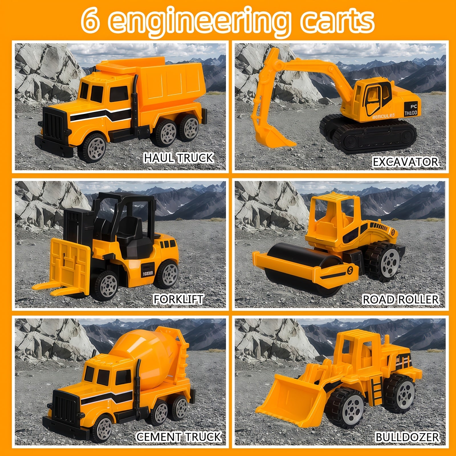 Diecast Toy Cars for Kids Ages 3-9 – Construction Truck Set & Dinosaur Toy Car – Excavator Play Vehicles Boys Girls Birthday Christmas Gift