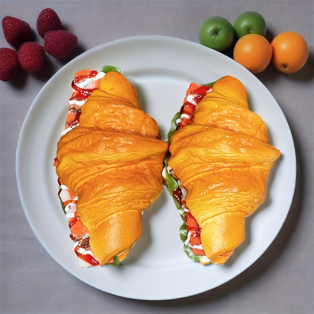 Realistic Fake Bread Props 2pcs Simulation Sandwich Cheese Croissant Food Decor Photography Display Window Prop Squishy Toy