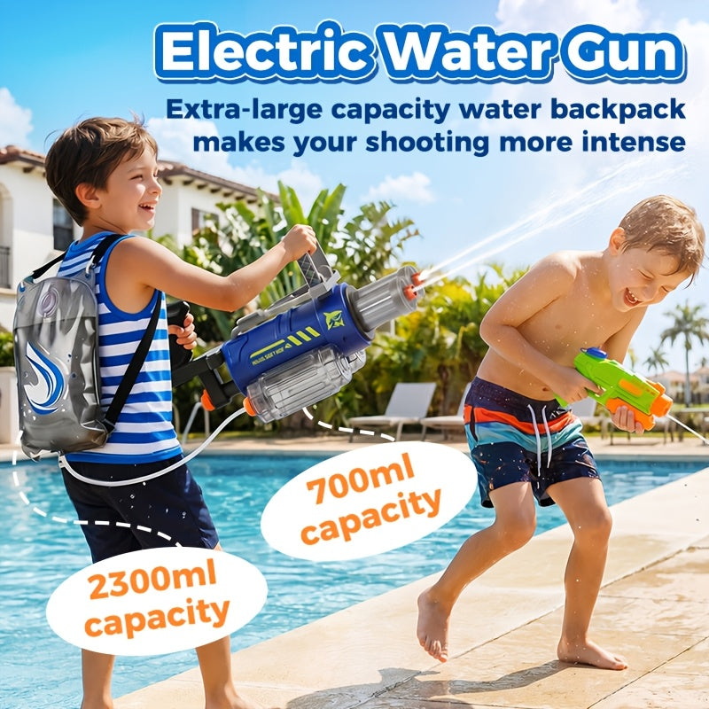 Gatling Electric Water Gun with LED Lights - Super Soaker 10-Meter Range, Automatic Water Blaster for Pool Party Beach Battle, Summer Outdoor Toy for Kids Adults Boys Girls