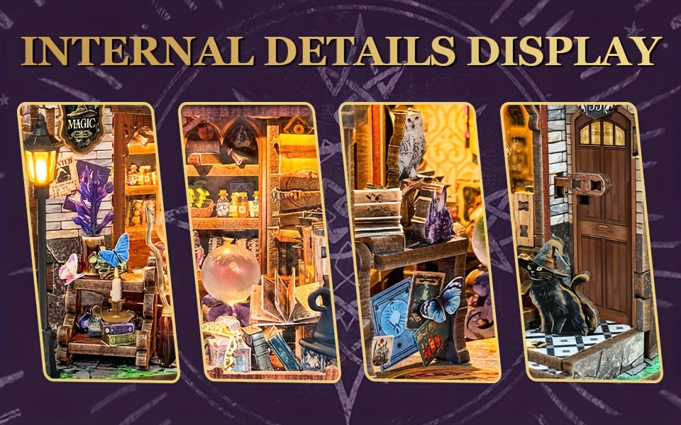 DIY Wooden Miniature Bookhouse Kit Mechanical Link System Model Building Set for Adults Teens Collectors Time Magic Club SQ-71 Craft Gift