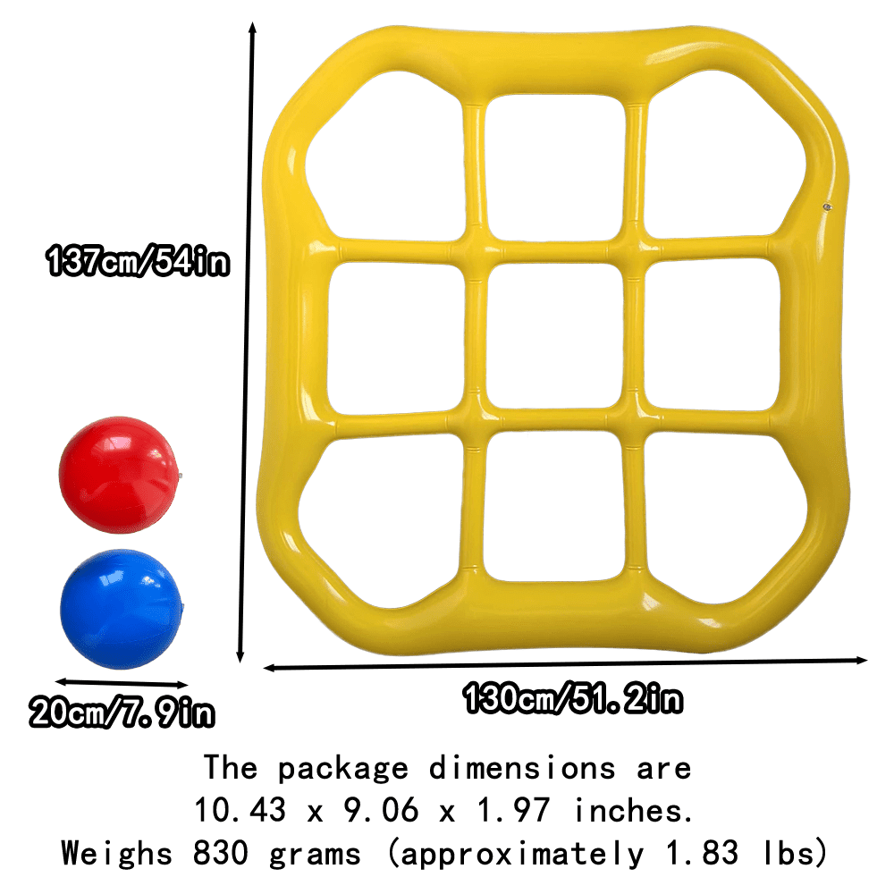 Inflatable Tic Tac Toe Pool Game Set with 10 Balls & Air Pump, Floating Pool Party Game for Family, Adults & Kids, Swimming Pool Lake Outdoor Water Toy