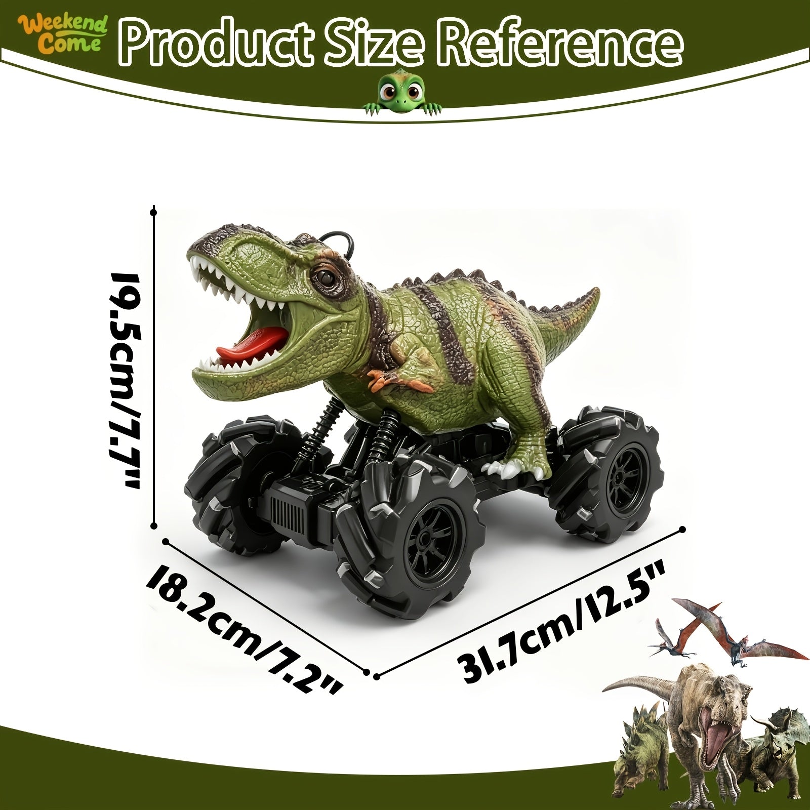 Dinosaur RC Stunt Car with Lights Sounds & Spray - Monster Truck Remote Control Toy for Boys Girls Kids All-Terrain Indoor Outdoor Fun Birthday Easter Gift