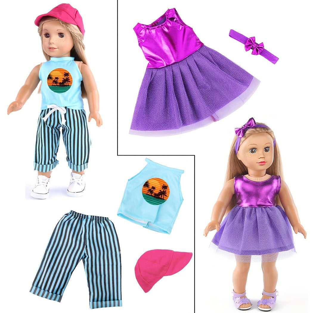 18 Inch Doll Outfits 10 Sets – Trendy Mix & Match Doll Clothes for 18 Inch Girl Dolls, Easy On Off, Birthday Christmas Gift for Girls Ages 3+ (No Doll No Shoes)