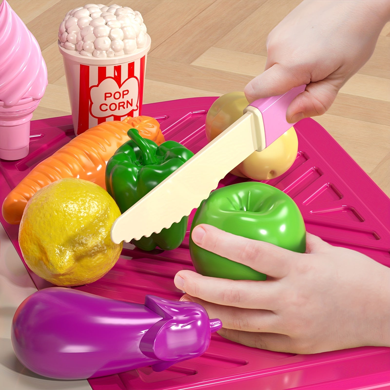 Kids Play Kitchen Playset Pretend Play Kitchen Set with Lights Sounds Toddler Cooking Toy Interactive Indoor Playset Birthday Christmas Gift Ages 3 and Up