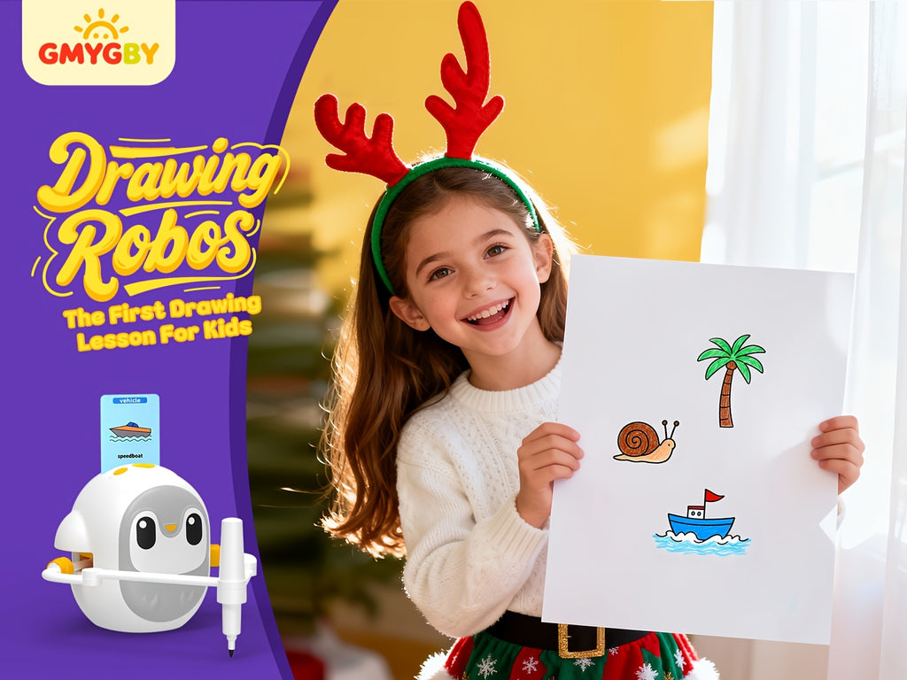 Drawing Robot for Kids with 200 Learning Cards & 12 Color Pens – Penguin Art Robot Toy, Interactive STEM Educational Drawing Toy for Boys Girls Ages 3+, USB Charging