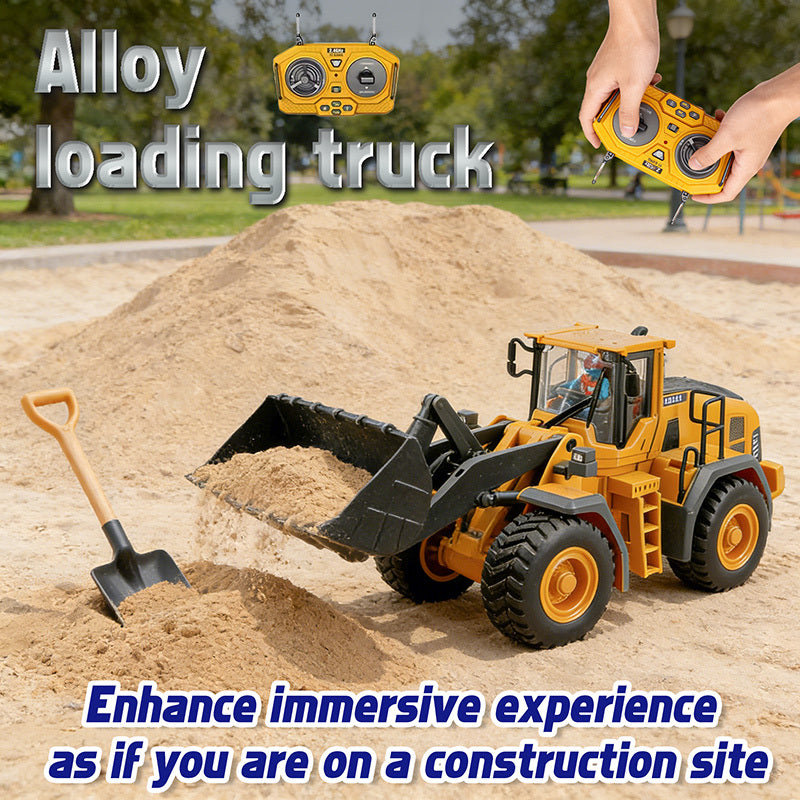 RC Alloy Loader Excavator Engineering Toy Set 2.4GHz 1:20 Scale - 9 Channel Remote Control Bulldozer Tractor Dump Truck for Boys Ages 6-12, Birthday Gift