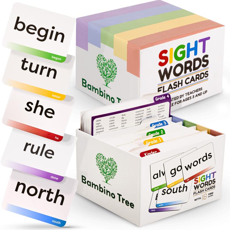Sight Words Flash Cards for Kindergarten to 4th Grade, 600-Word Full Set or Grade Decks with Dolch & Fry Words and 18 Learning Mini Games