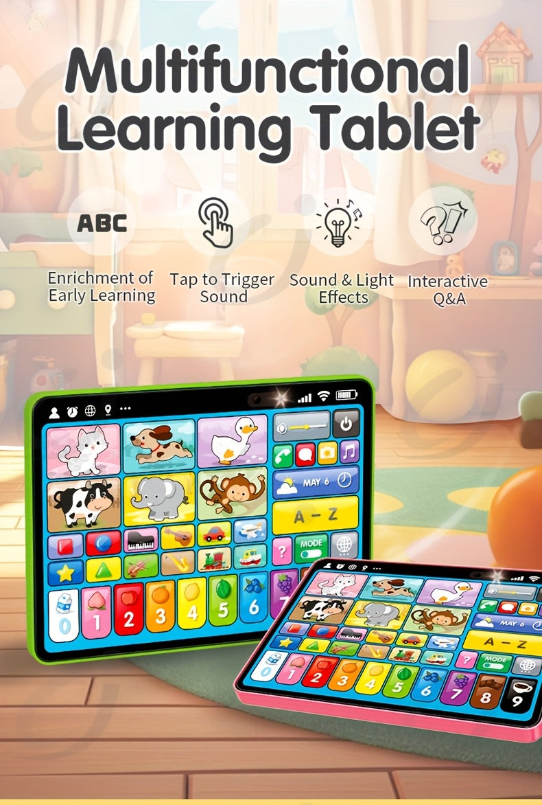 Trilingual Learning Tablet for Toddlers 1-3 Years – Educational Toy with Music & Sound, 39 Buttons Alphabet Numbers Animals, Speech Therapy Toy for Boys Girls, Baby Birthday Gift