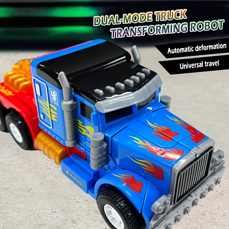 Transforming Robot Big Truck Toy with Lights and Music Automatic Transformation Obstacle Avoidance Kids Holiday Birthday Gift for Boys Girls