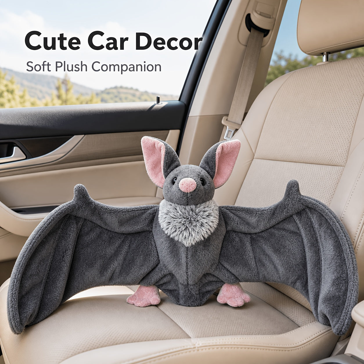 Giant Bat Stuffed Animal Plush 23 Inch Grey – Cute Spooky Soft Bat Plush Toy with Wide Wings, Halloween Decor, Car Decor & Gift for Animal Lovers