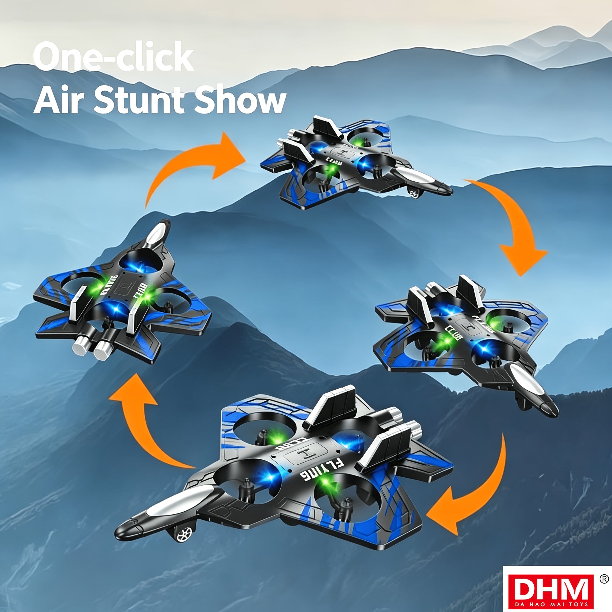 RC Flying Drone Foam Plane with 360° Stunt Flip, Altitude Hover & One-Button Takeoff – Dual Rechargeable Batteries Included for Kids & Beginners