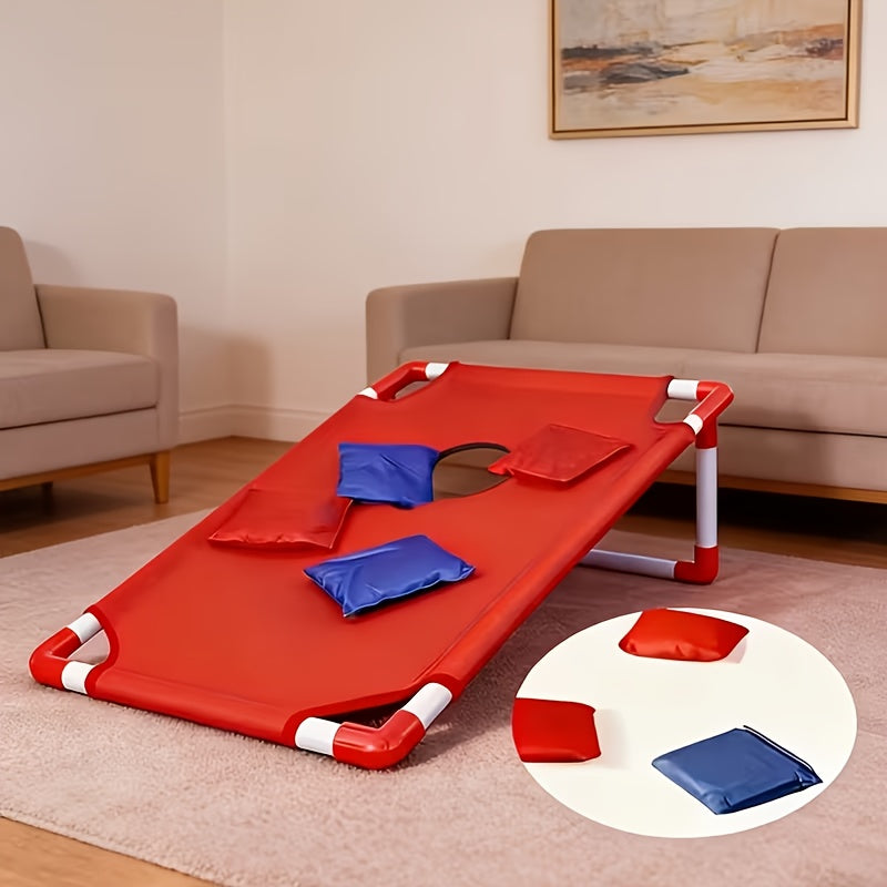 Bean Bag Toss Game Set Portable Cornhole Board – Foldable Outdoor Backyard Game with 12 Bean Bags & Storage Bag – Family Party Camping Lawn Game for Kids & Adults, Red or Blue
