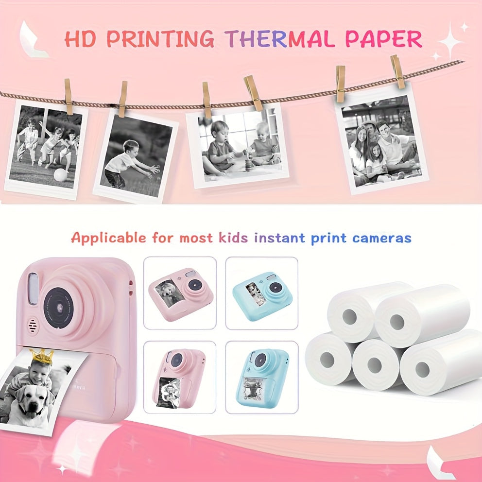Kids Instant Print Digital Camera 1080P HD with 2.4'' Screen - Super Cute Camera Toy with 3 Rolls Print Paper & 32GB Card, Birthday Gift for Girls Boys Ages 3-12