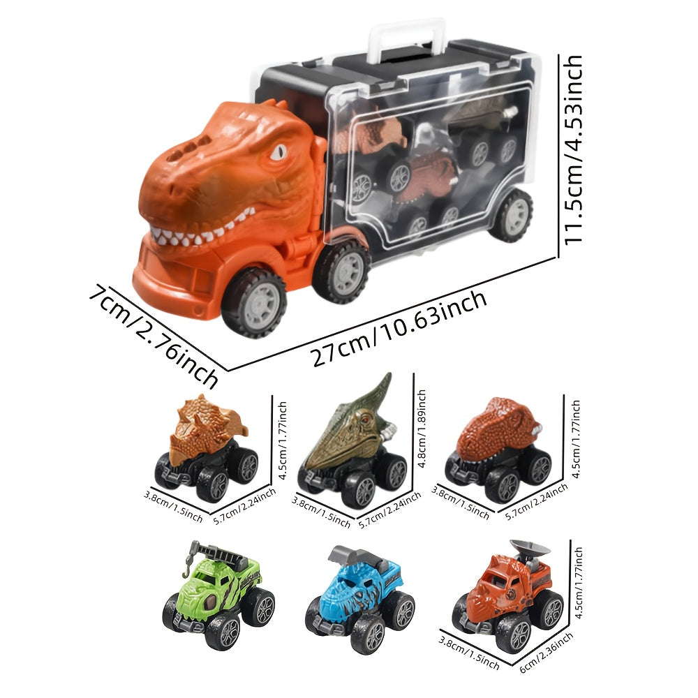 Dinosaur Truck Toy Car Set T-Rex Vehicle Playset for Boys Kids Toddlers with Dinosaur Figures Birthday Gift Ages 3+