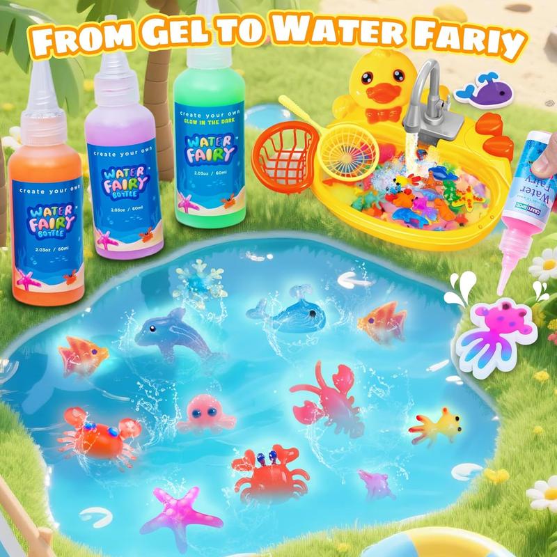 Magic Water Elf Kit by JoySpot, DIY Squishy Gel Animals with 12 Paints and 12 Molds, Glow-in-the-Dark Sensory Crafts for Kids and Creative Gifts