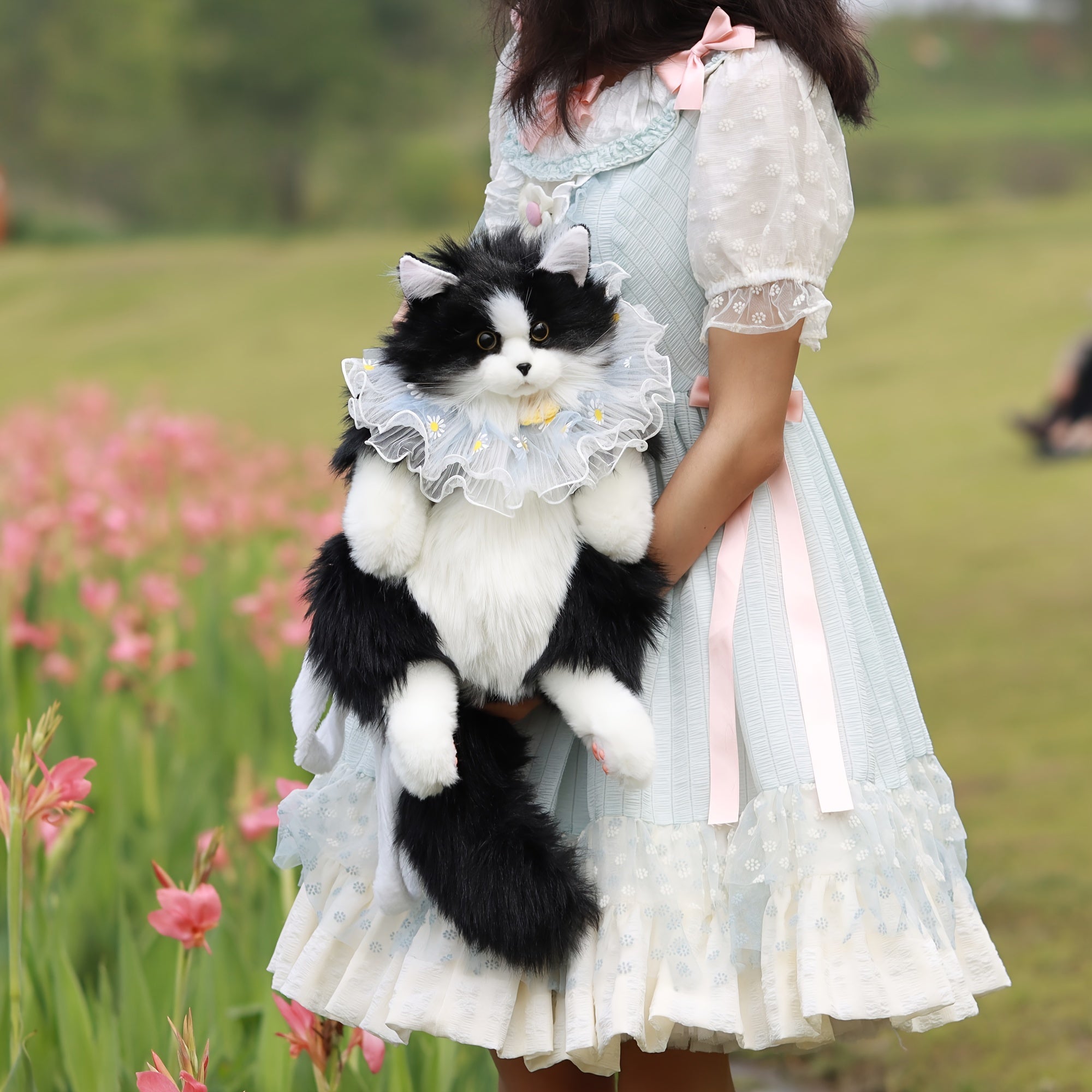 Tuxedo Cat Plush Backpack Stuffed Animal – Handmade Wearable Cat Plush with Gift Box & Card, Cute Cat Backpack Gift for Women Kids Cat Lovers Birthday Anniversary