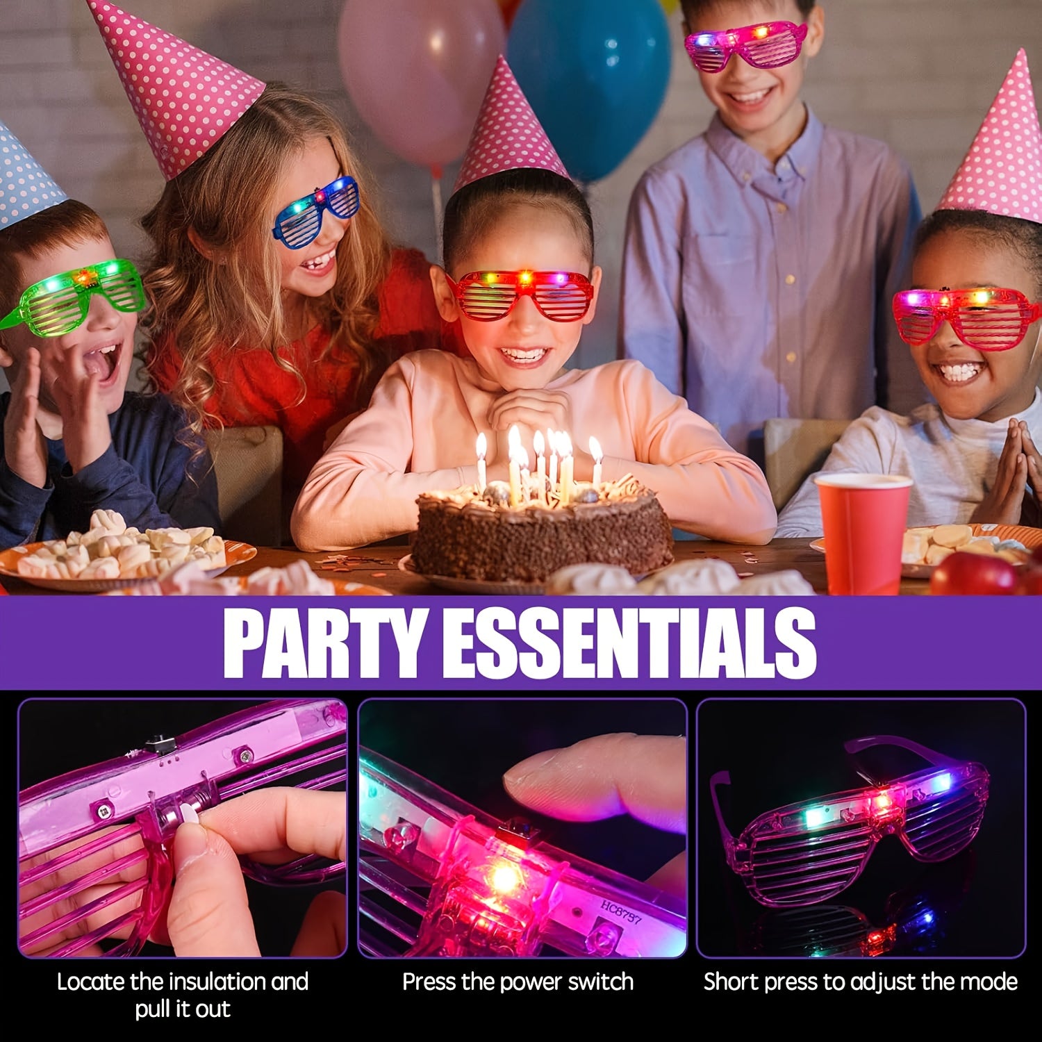LED Glow Glasses 60pcs Light Up Glasses with 3 Modes - Bulk Party Supplies for Rave Birthday Wedding Concert New Year Carnival Glow in the Dark