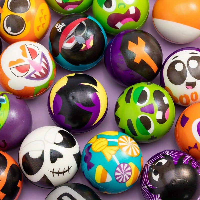 Halloween Stress Balls 24 Pack – Assorted Designs & Colors Squeeze Toys for Kids, Halloween Party Favors, Trick or Treat Toys for Boys and Girls