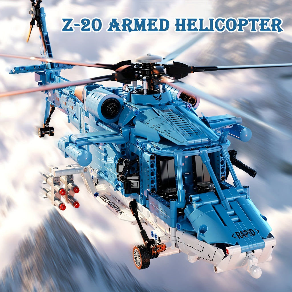 Helicopter Building Block Set 1711 Pieces for Adults Teens, Large Scale ABS Brick Model Kit Medium Difficulty, STEM Construction Display Toy Ages 14+, Birthday Christmas Gift for Men Boys Aviation Fans