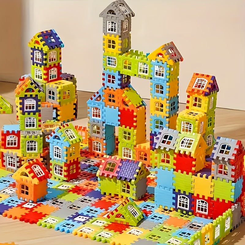 140pcs House Building Blocks Set STEM Colorful Interlocking Bricks with Window Roof Pieces Preschool Construction Toy for Boys Girls Ages 3+ Birthday Christmas Gift