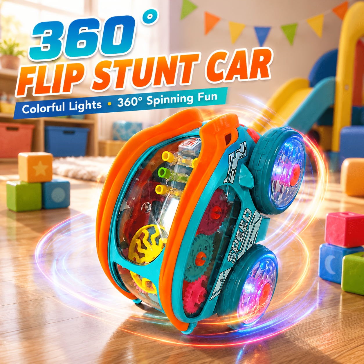 Automatic Dump Truck Toy with Colorful Lights & Music Auto Rolling Fun – Kids Birthday Christmas Halloween Thanksgiving Party Gift Boys Girls