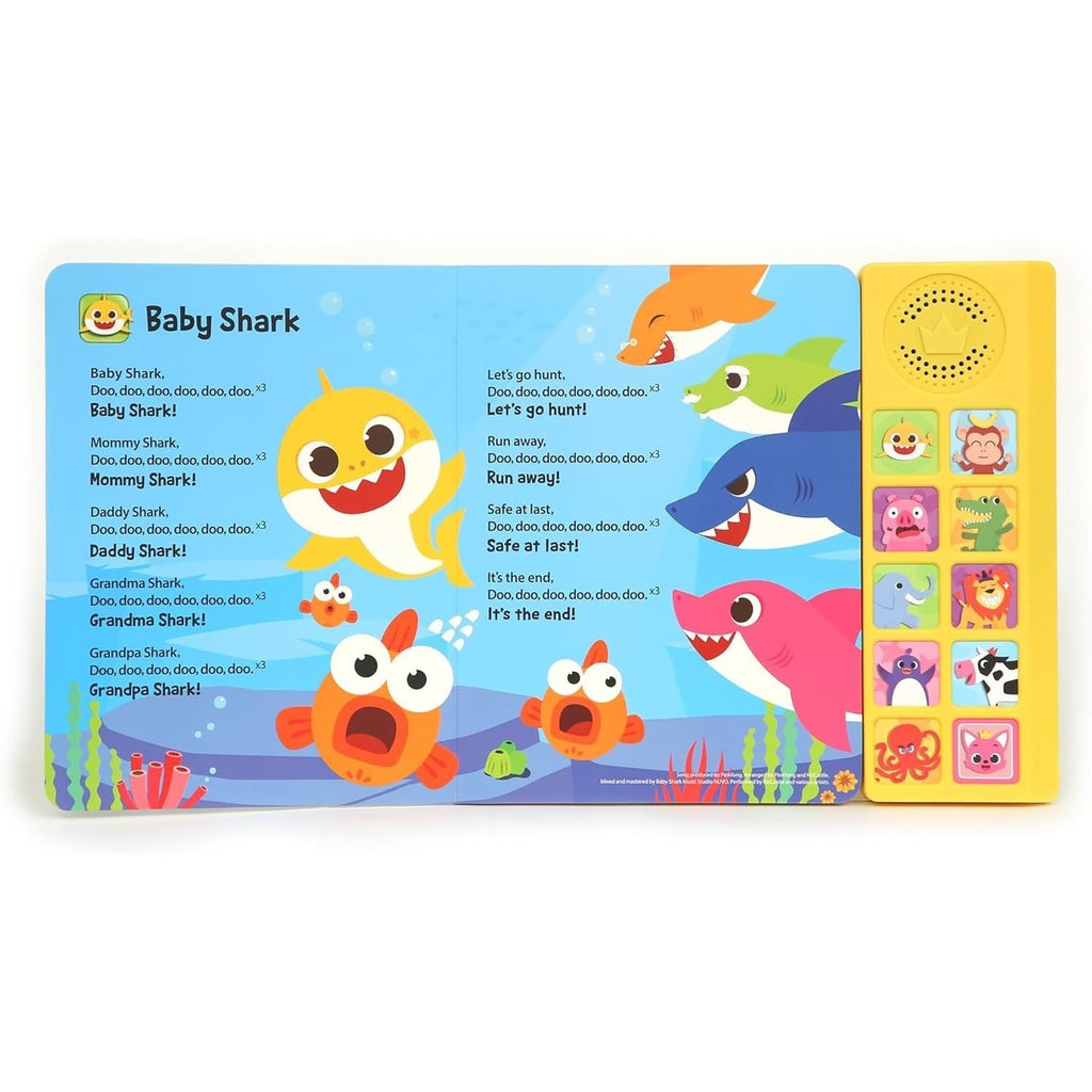 Pinkfong Baby Shark Animal Songs 10-Button Sound Book for Toddlers - Interactive Nursery Rhymes Learning Book, 9 Songs with Music, Educational Toy Gift for Kids Ages 1-3
