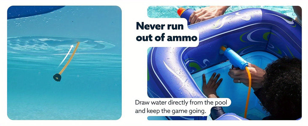 Inflatable Tank Pool Float for Kids 44 Inch with Water Gun Pool Battle Toy Puncture-Resistant Air Cushion Seat Summer Water Fight Gift for Boys Girls