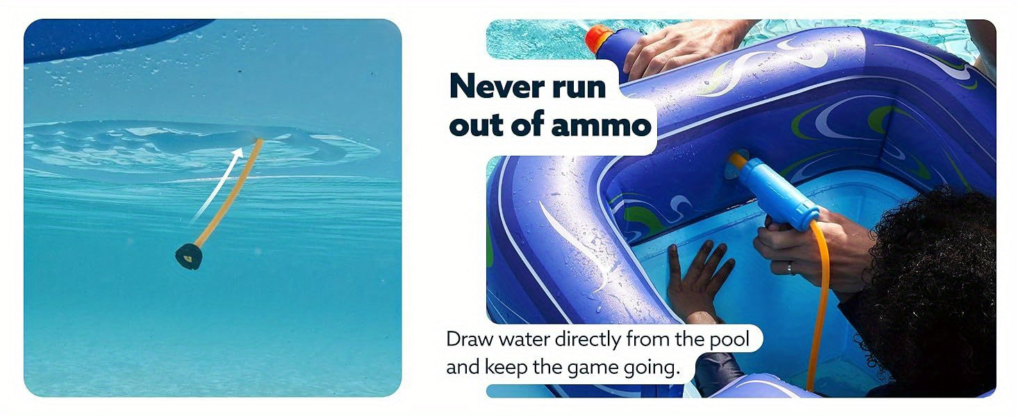 Inflatable Tank Pool Float for Kids 44 Inch with Water Gun Pool Battle Toy Puncture-Resistant Air Cushion Seat Summer Water Fight Gift for Boys Girls