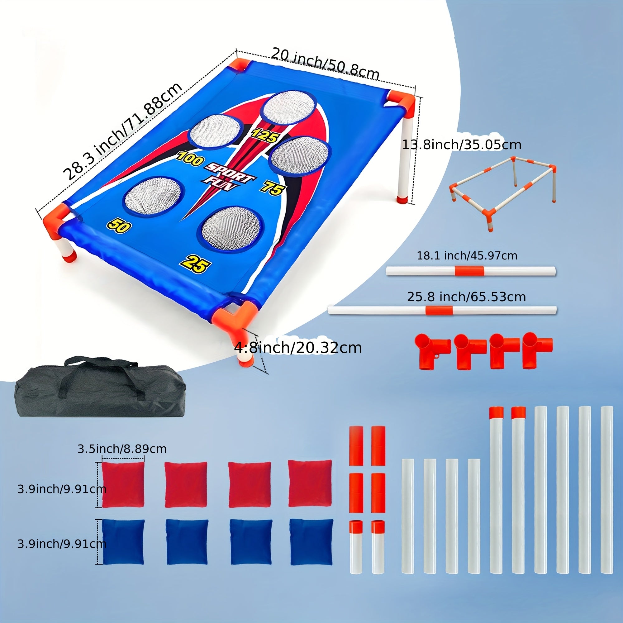 5-Hole Bean Bag Toss Board Game Set with 8 Bean Bags & Carry Bag – Outdoor Indoor Party Game for Kids Adults Backyard Camping Beach Tailgate