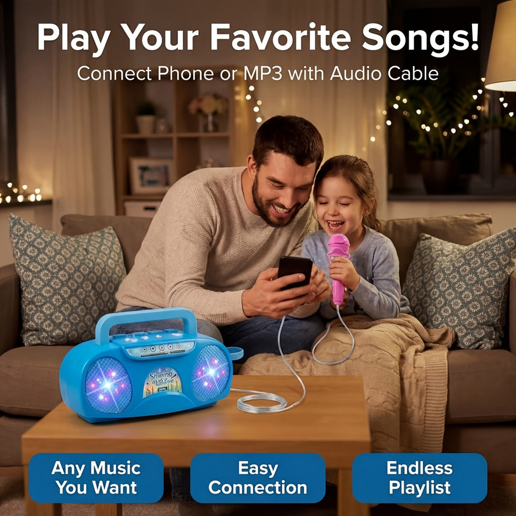 Kids Karaoke Microphone Light-Up Singing Toy with Music Machine, Birthday Gift for Boys Girls Ages 3-7, All-In-One Sing Along Speaker