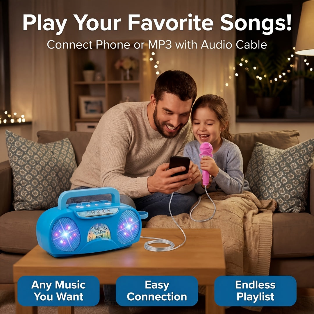 Kids Karaoke Microphone Light-Up Singing Toy with Music Machine, Birthday Gift for Boys Girls Ages 3-7, All-In-One Sing Along Speaker