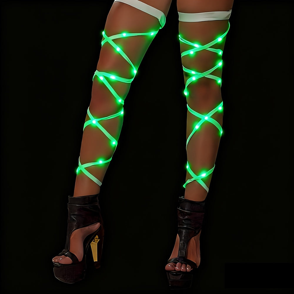LED Strap Festival Costume for Women, Adjustable Buckle Leg Straps Rave Outfit EDM Electronic Music Party Cosplay Carnival Christmas Attire