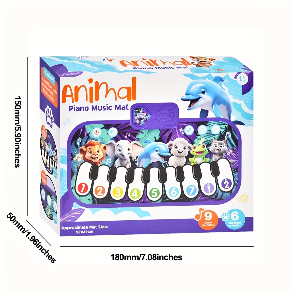 Animal Piano Music Toy for Toddlers with Elephant & Giraffe Characters - Interactive Dance Mat with Colorful Keys Numbers 1-7, Educational Sensory Toy for Motor Skills Cognitive Development, Baby Kids Gift