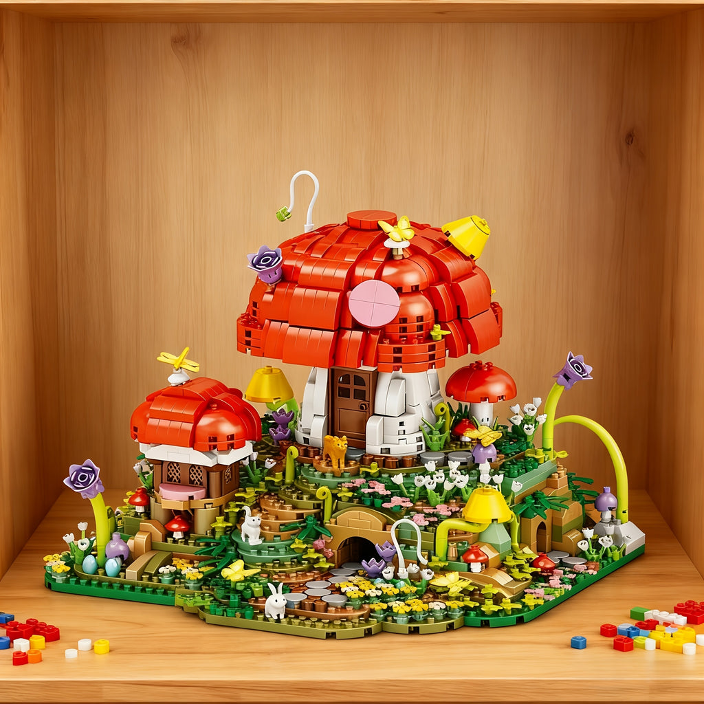 Fairy Mushroom House Building Blocks 2000+ Pieces, Mythical Miniature Architecture Assembly Model for Display, Creative STEM Building Toy for Adults Teens Ages 14+, Birthday Christmas Gift Women Girls