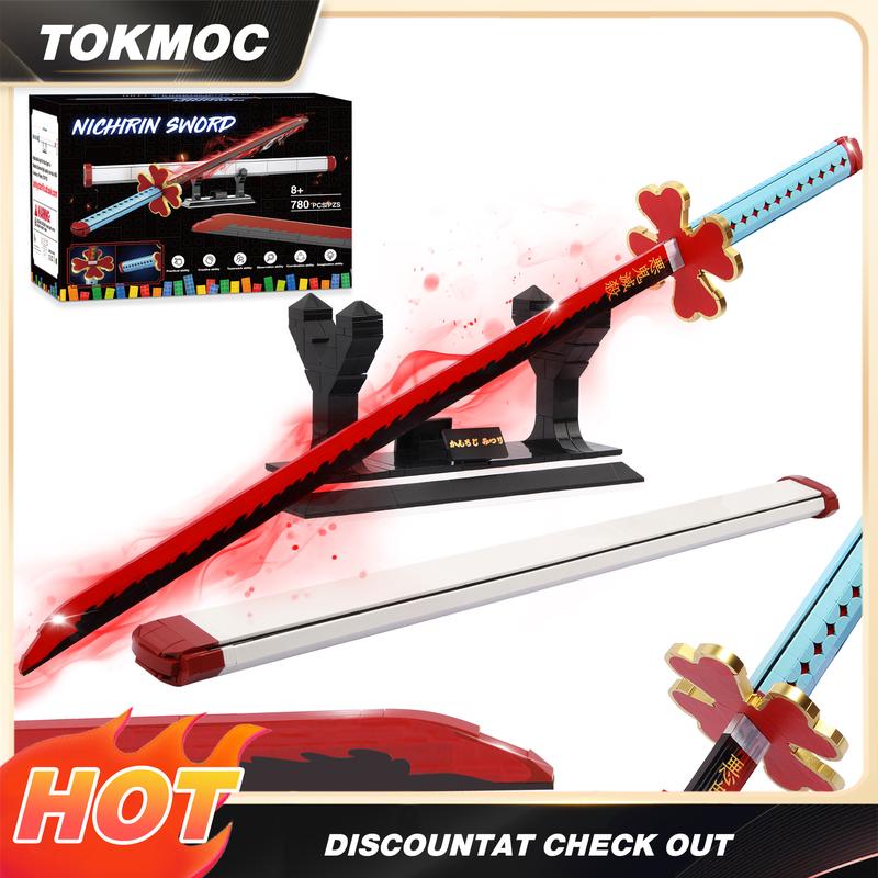 Anime Sword Building Block Set by TOKMOC with Display Stand and Scabbard, ABS Construction Model Kit for Ages 12+, Cosplay Display and Collector Gifts