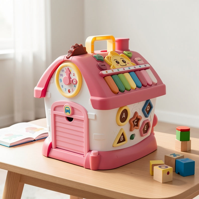 8-in-1 Musical House Baby Toy Multi-Functional Educational Enlightenment Toy - Birthday Gift for Baby Boys Girls Toddlers Pink