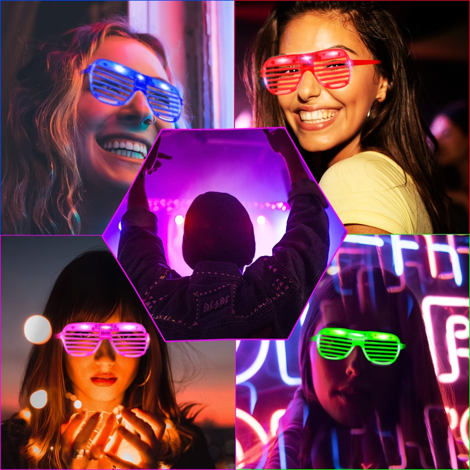 LED Glow Glasses 60pcs Light Up Glasses with 3 Modes - Bulk Party Supplies for Rave Birthday Wedding Concert New Year Carnival Glow in the Dark