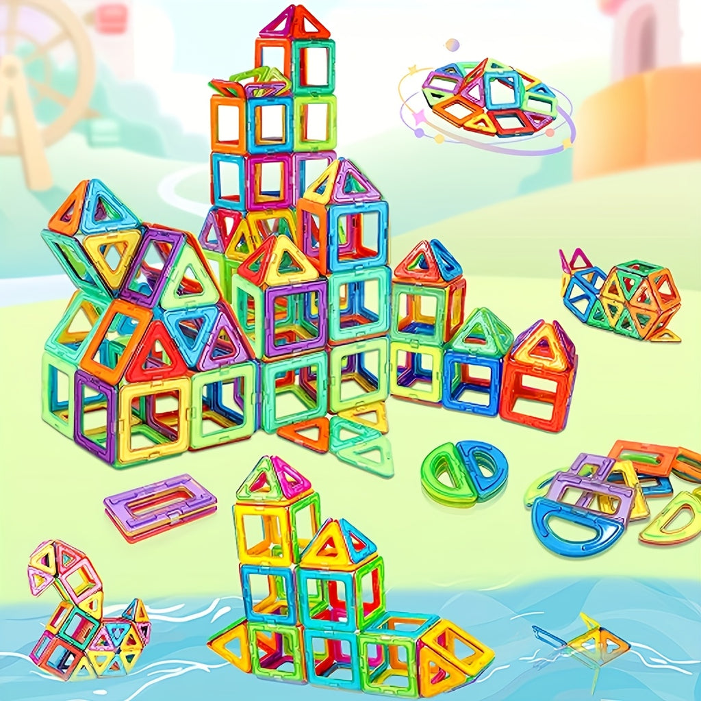 Magnetic Building Blocks 60 Piece Set STEM Toy – DIY Photo Puzzle Construction Learning Toy for Boys Girls Creative Birthday Gift Age 3+