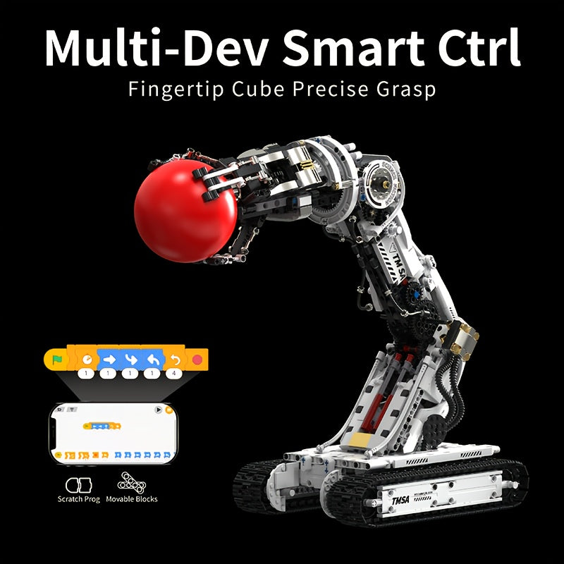 1468-Piece Robotic Arm Building Block Set Remote Control - Mechanical Tech Arm 3-Claw 8-Way Control Gear Linkage, ABS STEM Engineering Toy for Adults Teens, Unique Birthday Christmas Gift