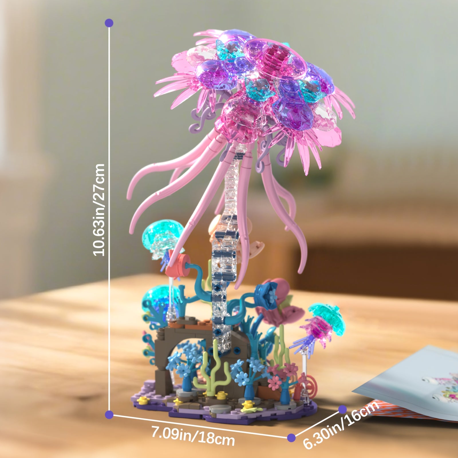 Jellyfish Building Blocks 526pcs Animal Model Kit for Adults – DIY Brick Assembly Desk Decor Display Piece, Hedgehog Style Available – Valentine Birthday Christmas Halloween Gift for Animal Lovers