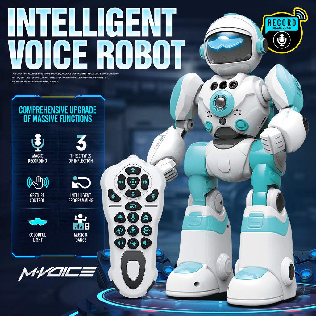 Gesture Control RC Robot Toy Voice Recording Programming EMO Mode LED Interactive Intelligent Robot Kids Boys Girls Birthday Christmas Gift Green Blue Pink Yellow