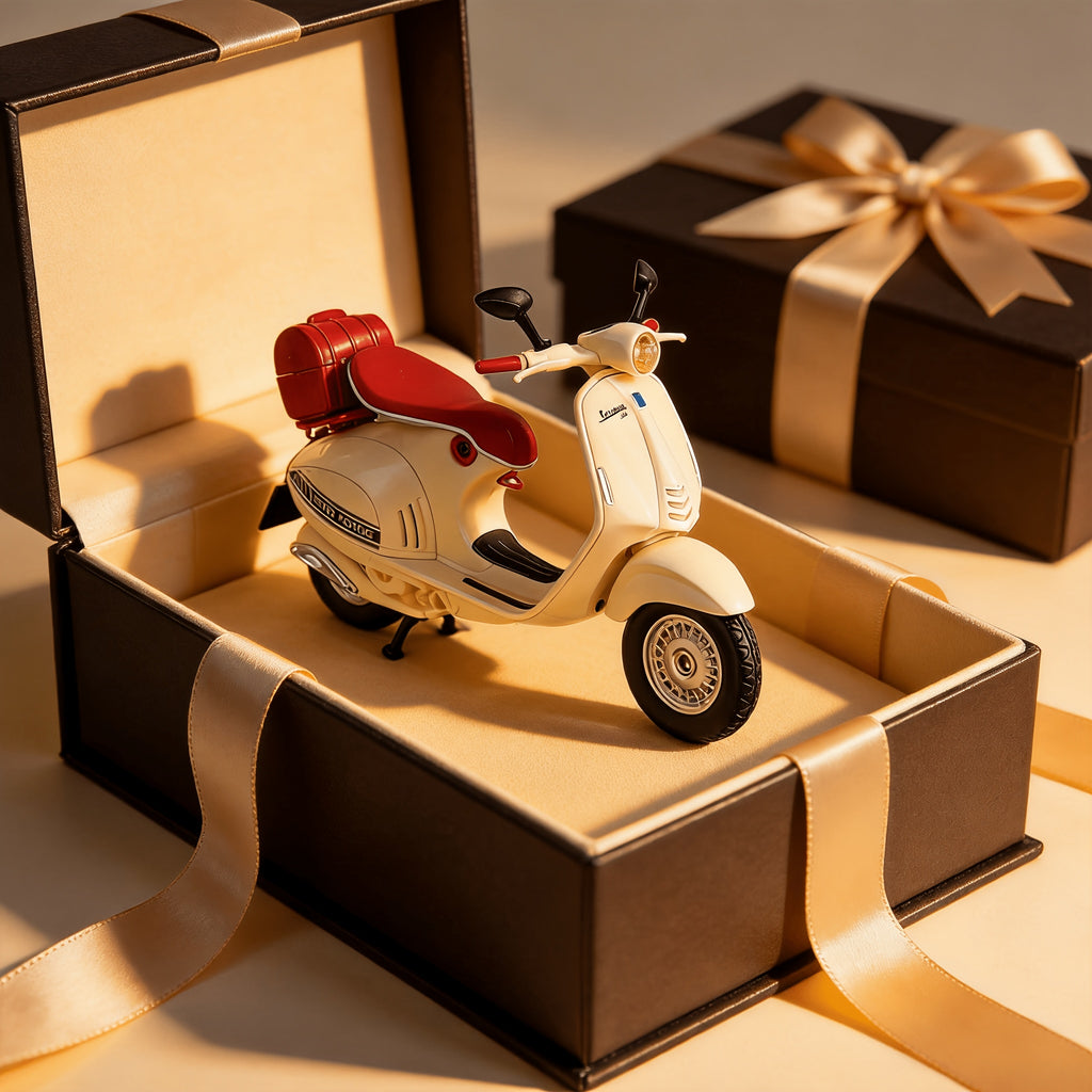 1:12 Scale Ladies Scooter Motorcycle Die-Cast Model – Exhibition-Grade Zinc Alloy Static Display with Highly Detailed Finish, Desktop Decoration, Birthday New Year Gift for Model Enthusiasts