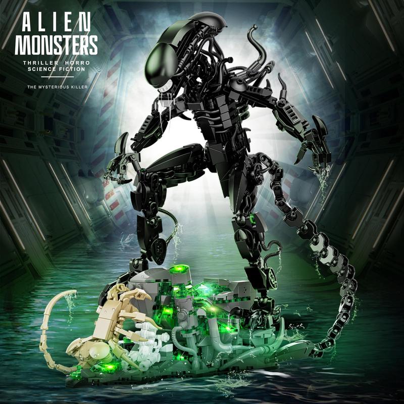 Xenomorph Alien Building Blocks Set 1005 PCS - MOC DIY Monster Model Kit with Step-by-Step Instructions, STEM Creative Bricks for Open Ended Play, Display Collectible, Cool Gift for Adults Teens & Kids Who Love Sci-Fi Creatures