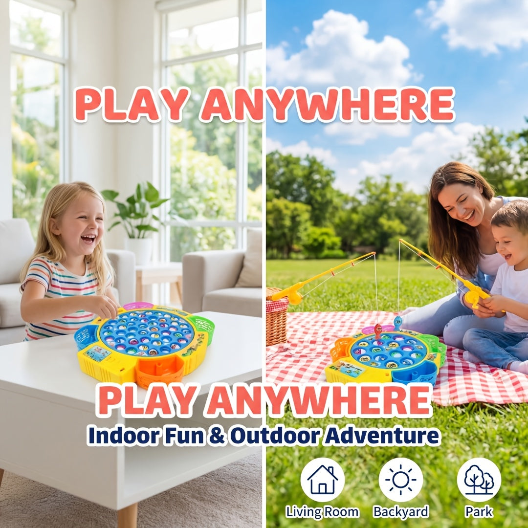 Electric Fishing Game Toy for Kids – Musical Rotating Fishing Board with Colorful Fish, 15/24/45 Fish Sets, Interactive Family Game, Educational Toy for Girls Boys Ages 3+