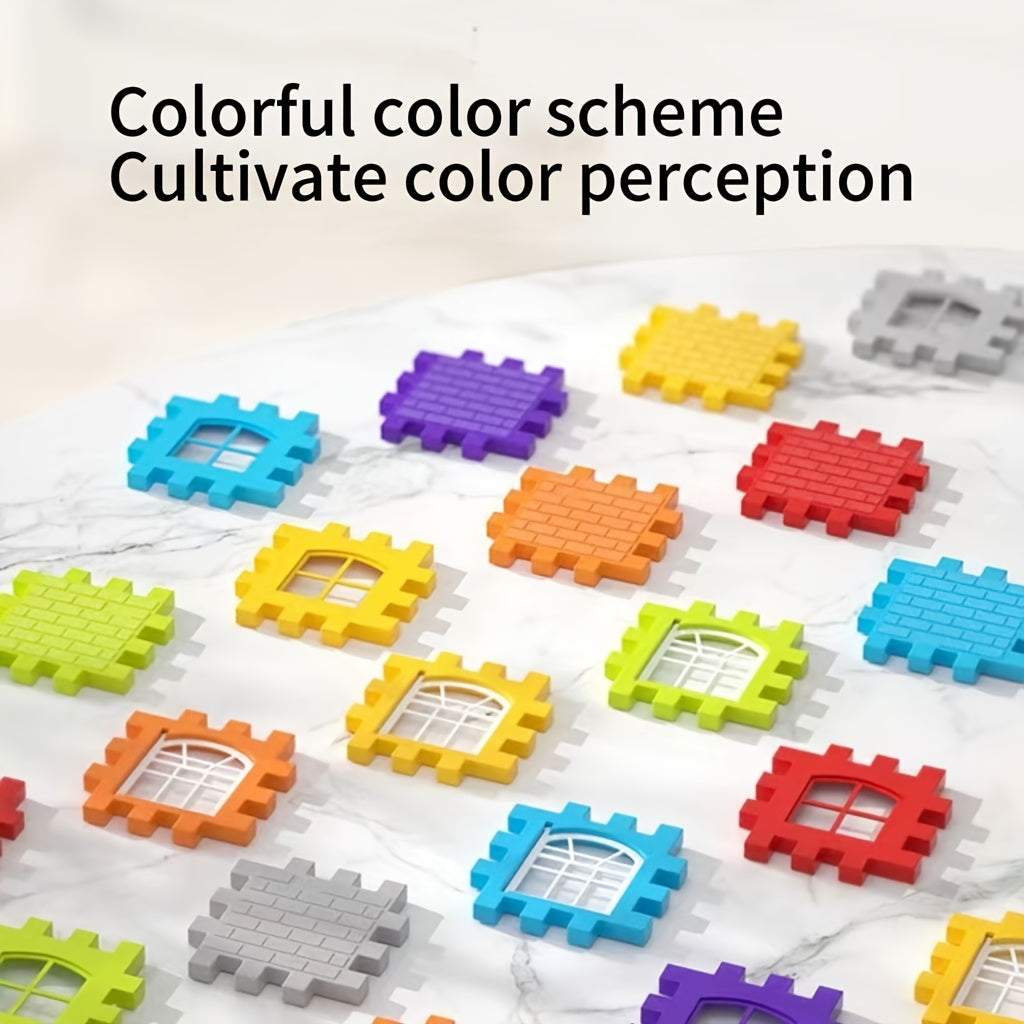 140pcs House Building Blocks Set STEM Colorful Interlocking Bricks with Window Roof Pieces Preschool Construction Toy for Boys Girls Ages 3+ Birthday Christmas Gift