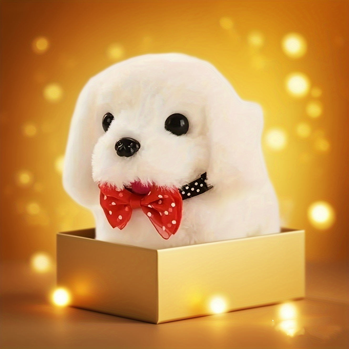 Realistic White Robot Puppy Toy – Walks, Barks & Wags Tail, Lifelike Plush AI Interactive Pet for Kids, Birthday Halloween Christmas Gift for Boys Girls