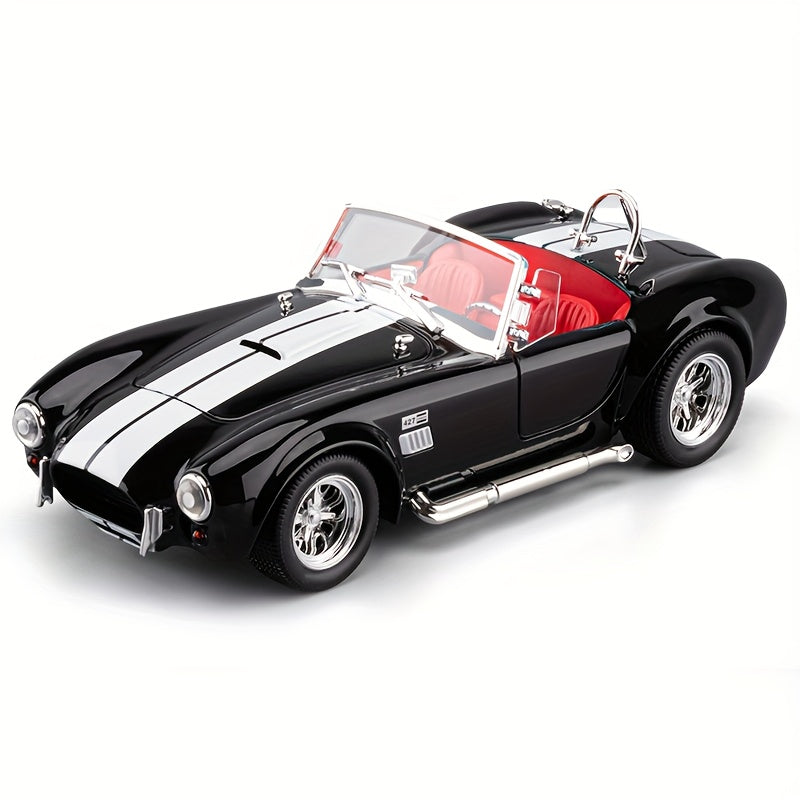 1:22 Scale Shelby Cobra Vintage Die-Cast Model Car Zinc Alloy Openable Doors Static Display Collectible Gift for Car Enthusiasts Home Office Desk Decor