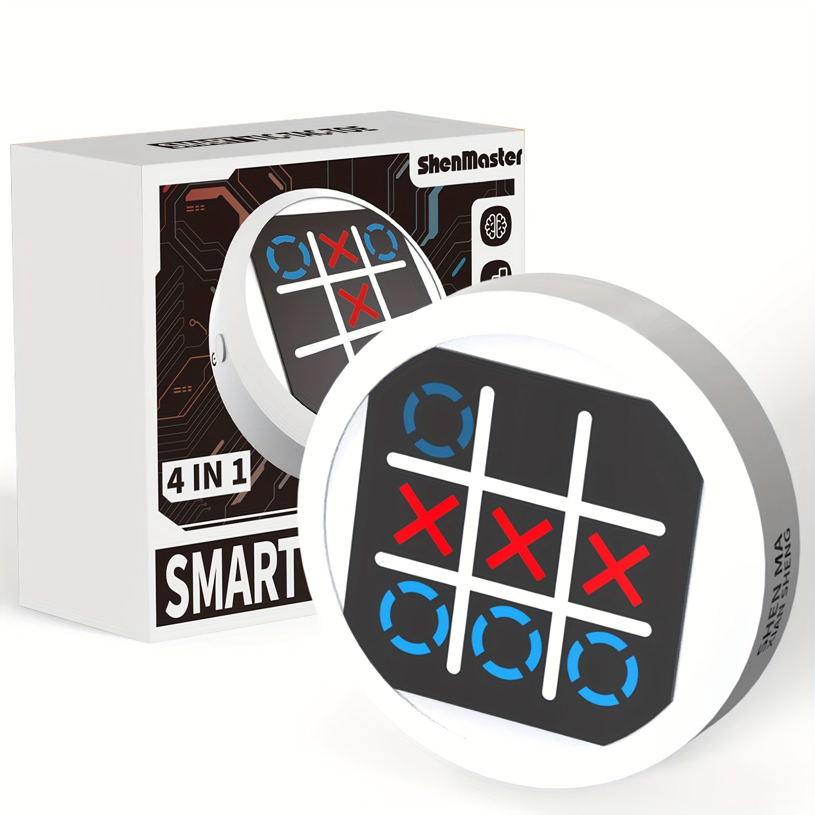 4-in-1 Handheld Electronic Puzzle Game Console Tic Tac Toe Portable Travel Game for Kids Adults Ages 3+ Educational Memory Brain Toy